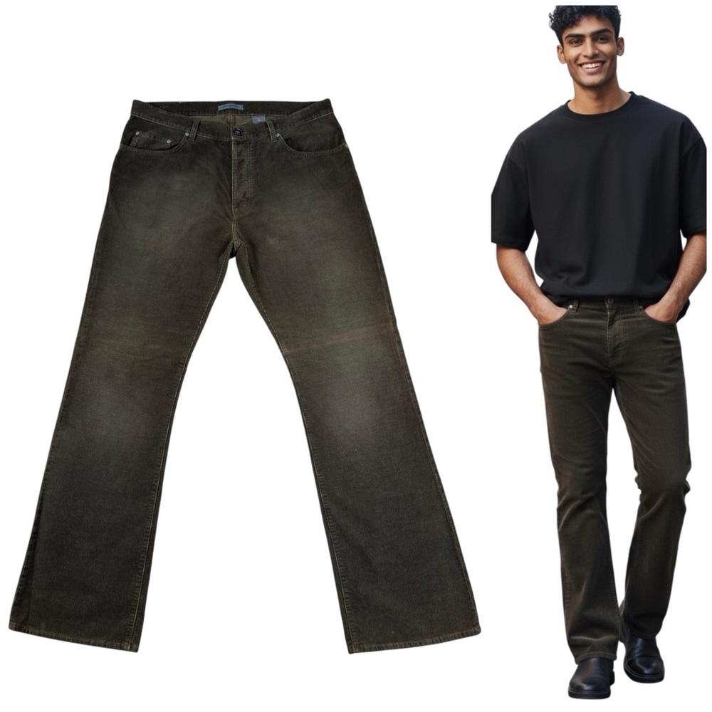 John Varvatos Collection Pants 36x34 Brown Boot Cut Corduroy Botton Fly Italy